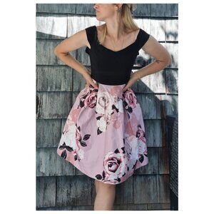 Floral pink and Black dress